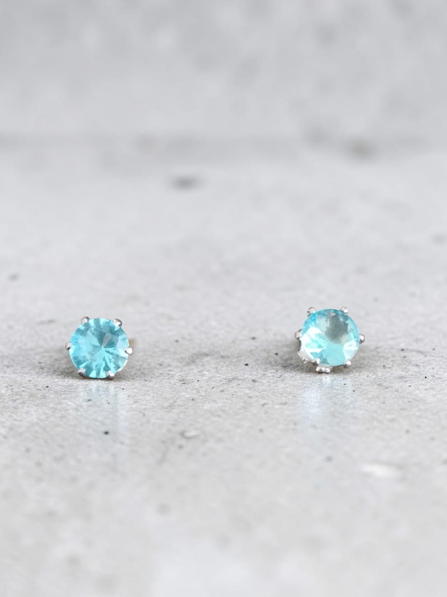 Aquamarine Sparkle Studs – 316L Surgical Steel & Synthetic Zirconia
