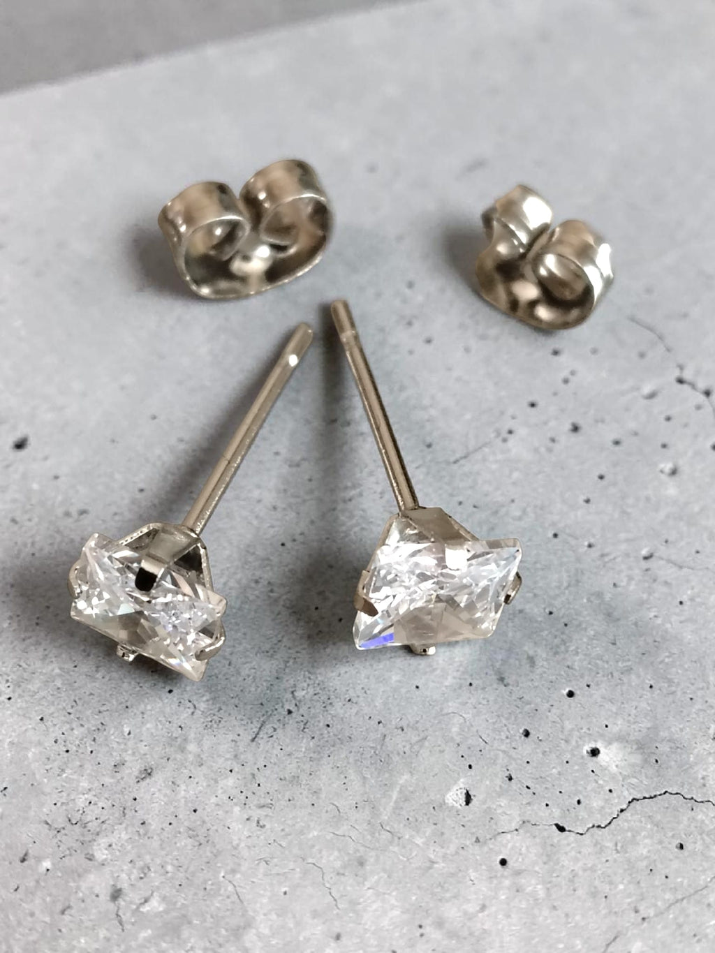 Princess Cut Sparkle Studs – 5mm Square Surgical Steel Earrings