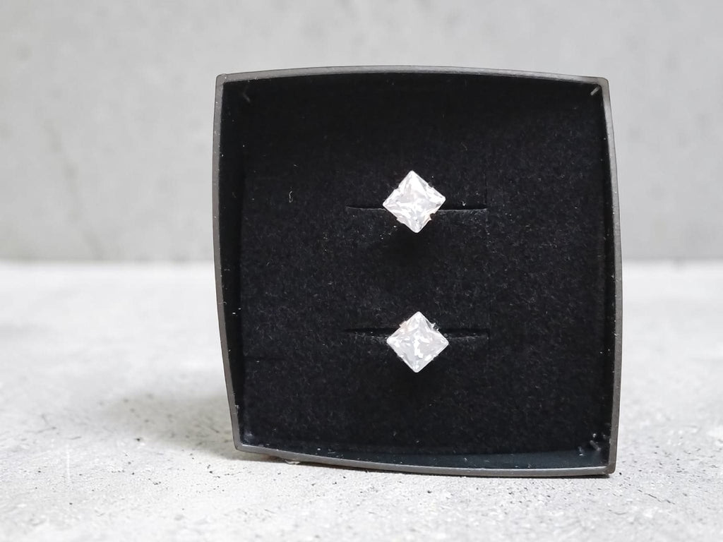 Princess Cut Sparkle Studs – 5mm Square Surgical Steel Earrings