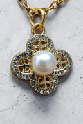 Gold Clover Pearl Necklace