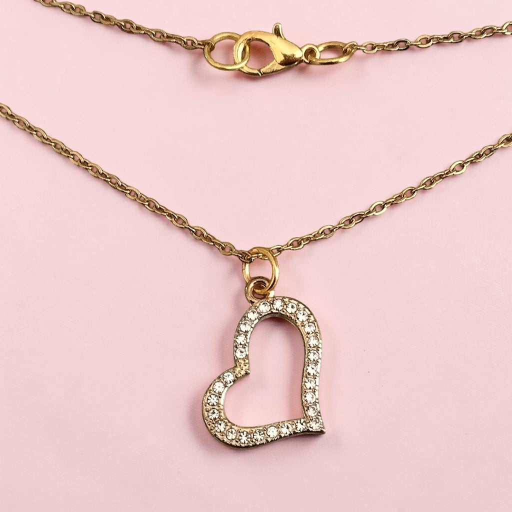 Handmade Open Heart Necklace – Shimmering Crystals
