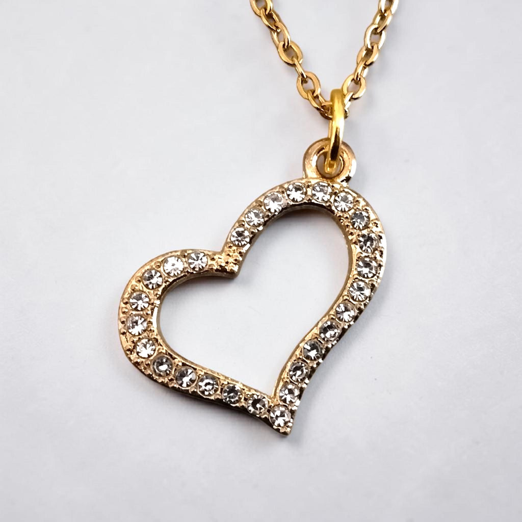 Handmade Open Heart Necklace – Shimmering Crystals