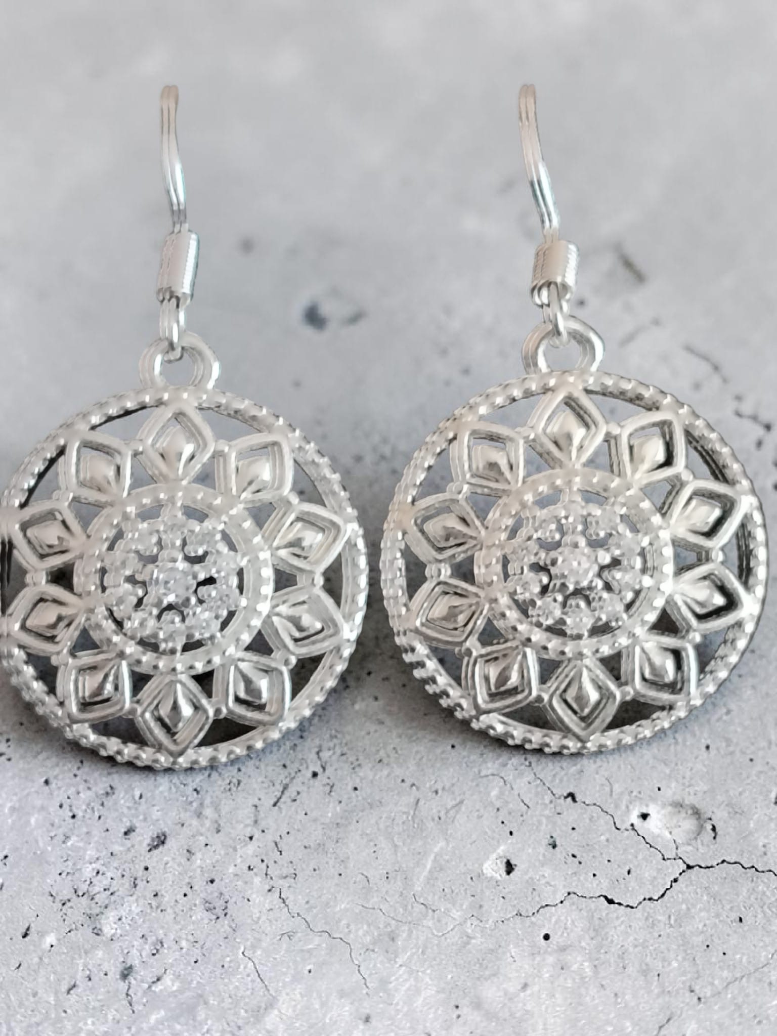 Handmade Silver Plated Drop Earrings – Sparkling Crystal Dangles – Nickel-Free