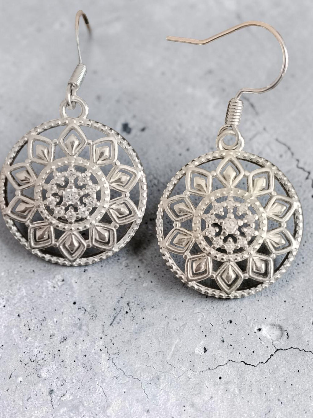 Handmade Silver Plated Drop Earrings – Sparkling Crystal Dangles – Nickel-Free