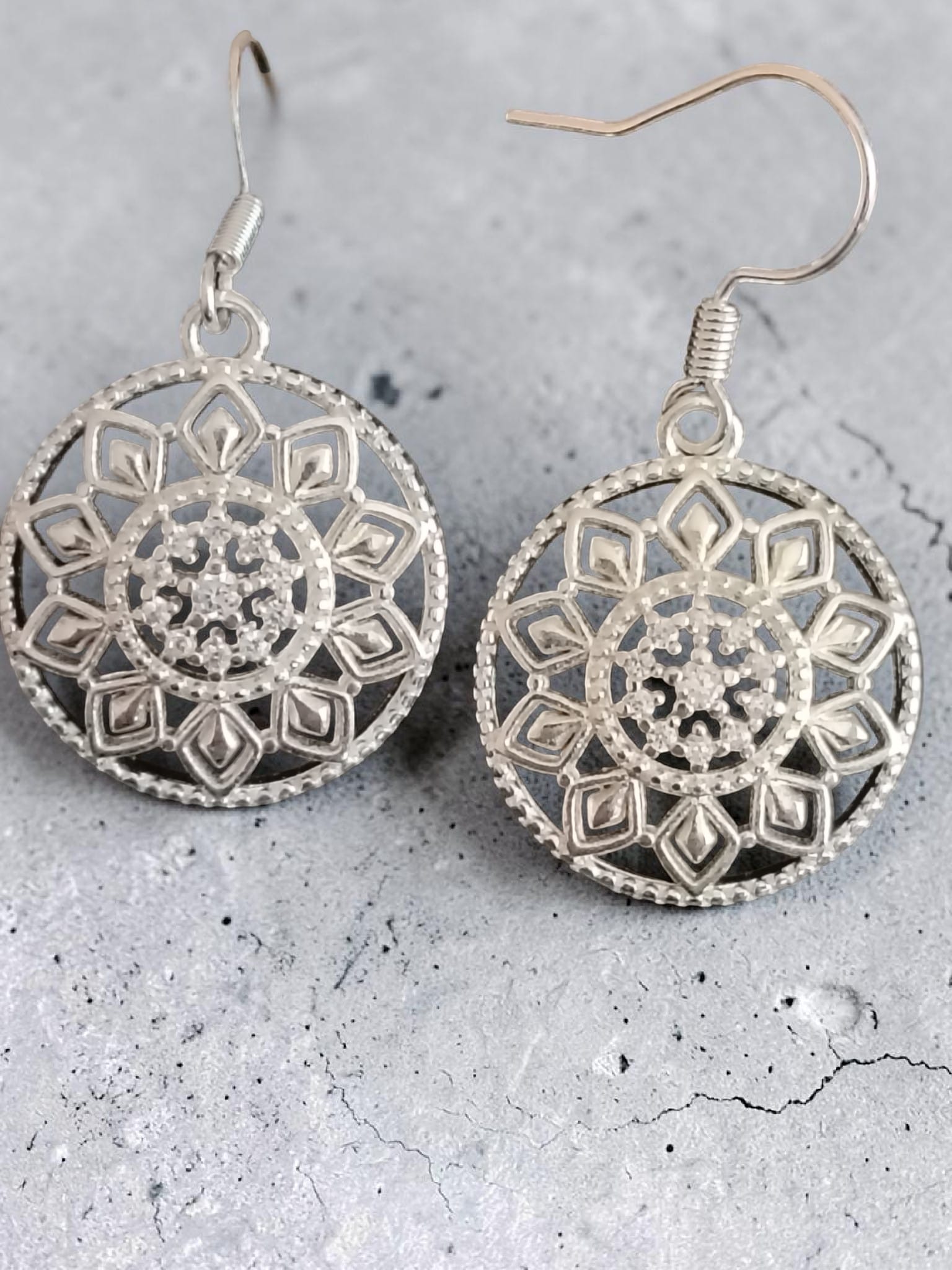 Handmade Silver Plated Drop Earrings – Sparkling Crystal Dangles – Nickel-Free