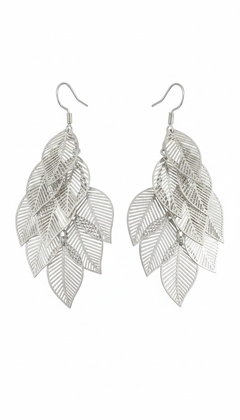 Bold Layered Silver Leaf Statement Earrings ✨ Large Bohemian Filigree Dangles