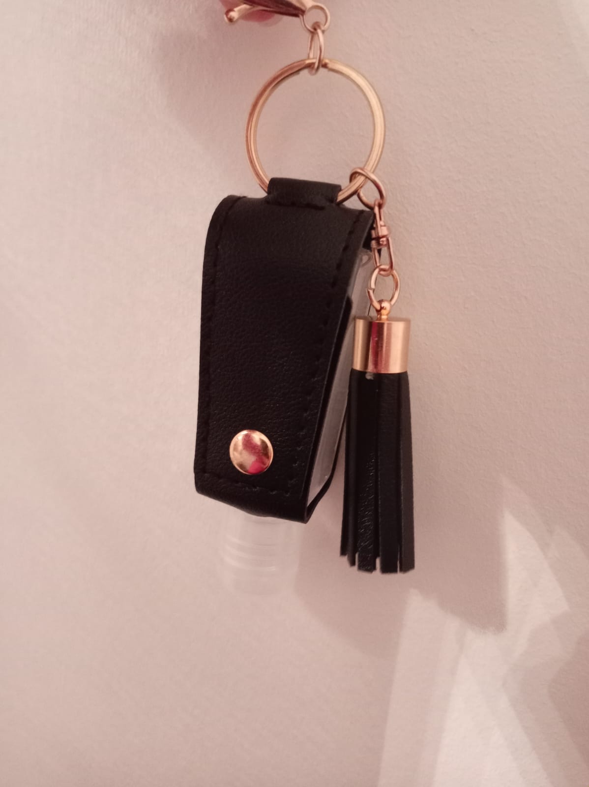 The Onyx Shield – Faux Leather Hand Sanitizer Keychain