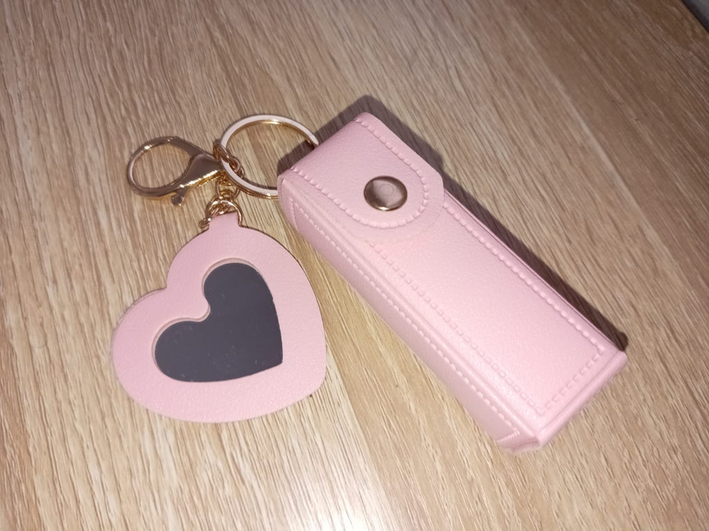 The Aura Heart Glow – Leather Lipstick Case & Mirror Keychain